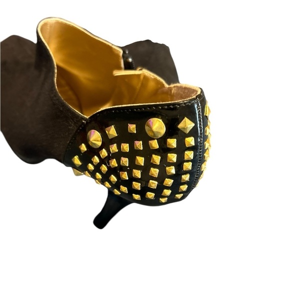 Bongo zip up gold studded Y2K black closed toes high heel size 9 - Picture 6 of 7